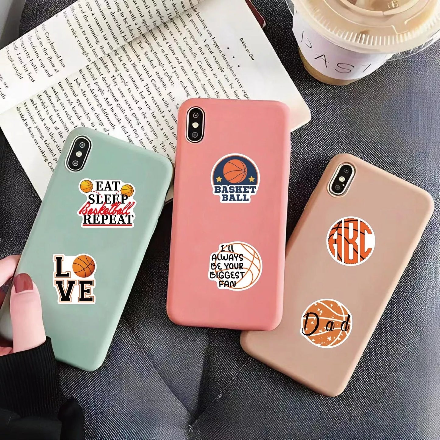 Basketball Theme Vinyl Stickers 50 Pack