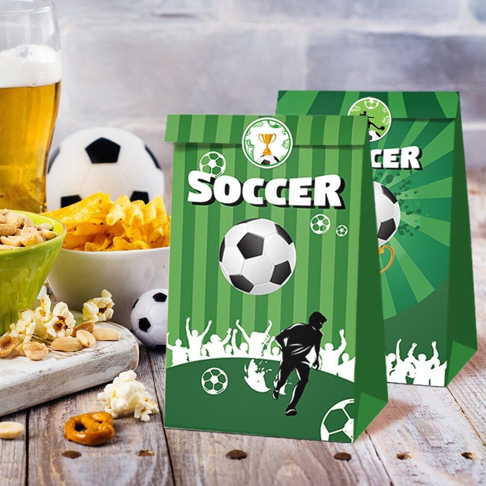 Soccer Paper Gift Bags with Mini Stickers 12 Pack