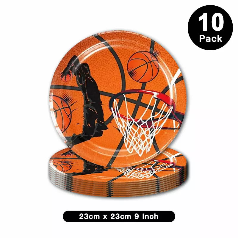 Basketball Theme Party 23cm 9 inch Plates Round 10 Pack