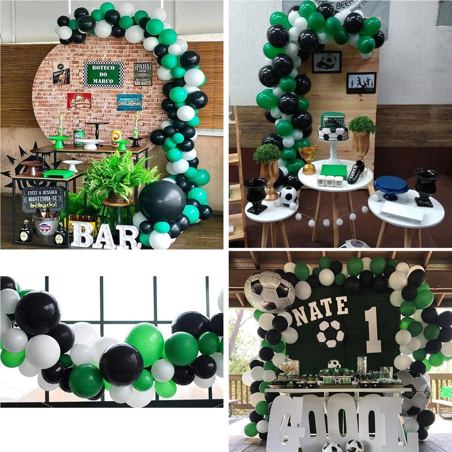 Soccer Theme Green Black White Balloon Garland Kit