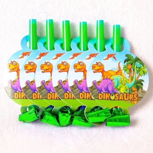 Cartoon Dinosaur Blowouts Party Favours 6 Pack