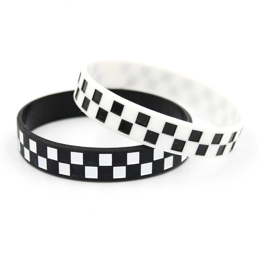 Checkered Print Silicone Bracelets Rubber Wristbands 12 Pack