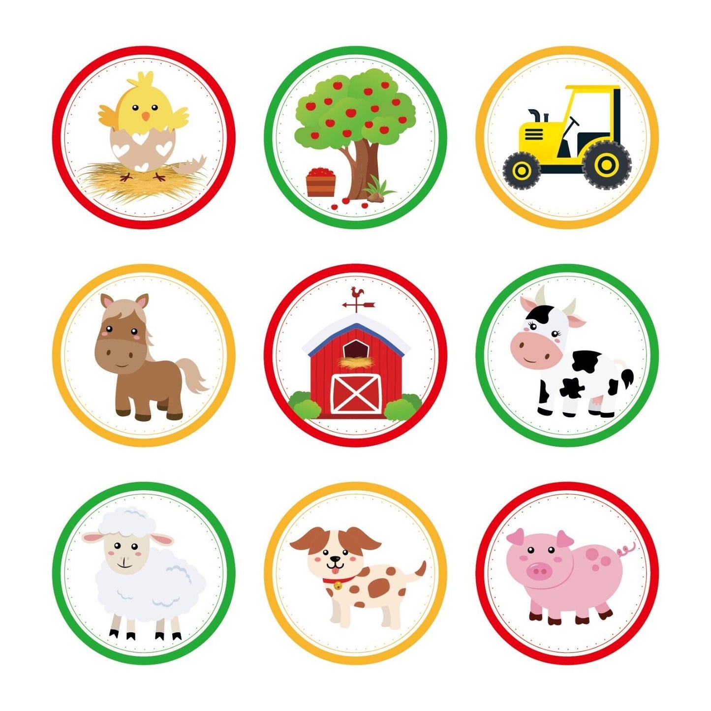 Farm Animals Paper Gift Bags with Mini Stickers 12 Pack