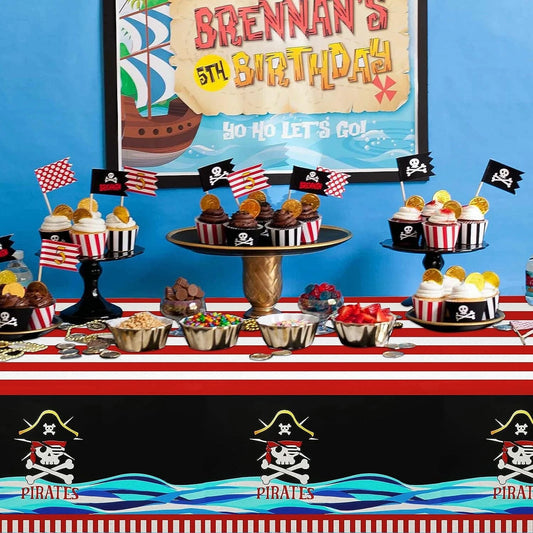 Pirate Theme Birthday Table Cover Plastic 180cm x 108cm