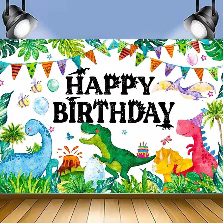 Cartoon Dinosaur Theme Birthday Party Backdrop Banner 150cm x 100cm