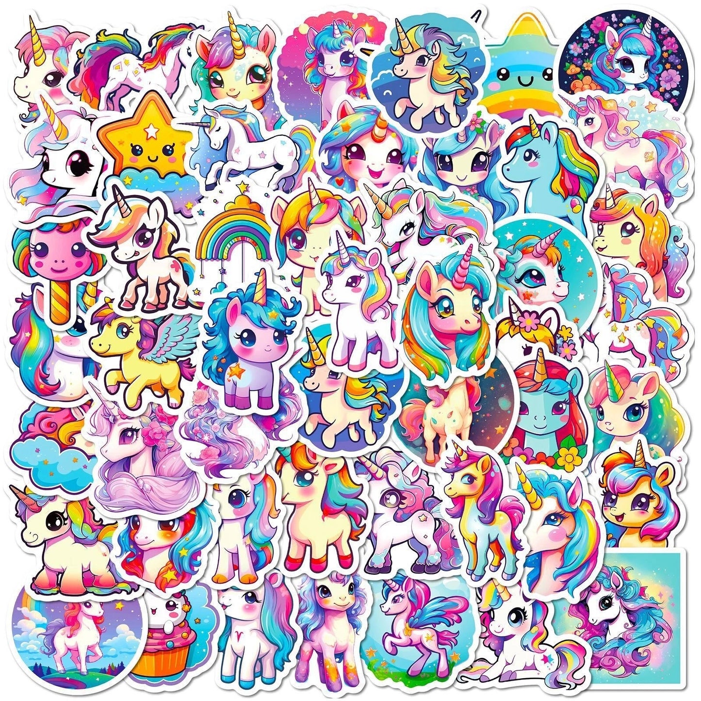 50pcs Cute Unicorn Theme Vinyl Stickers