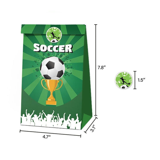Soccer Paper Gift Bags with Mini Stickers 12 Pack