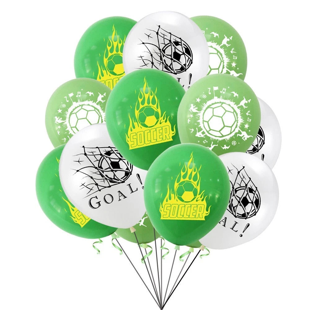 Soccer Goal Printed Assorted Latex Balloons 18 Pack