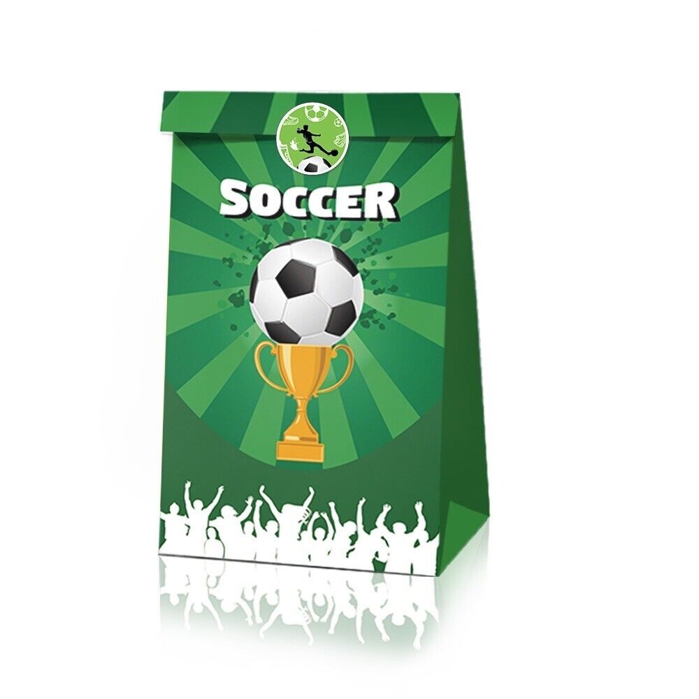 Soccer Paper Gift Bags with Mini Stickers 12 Pack