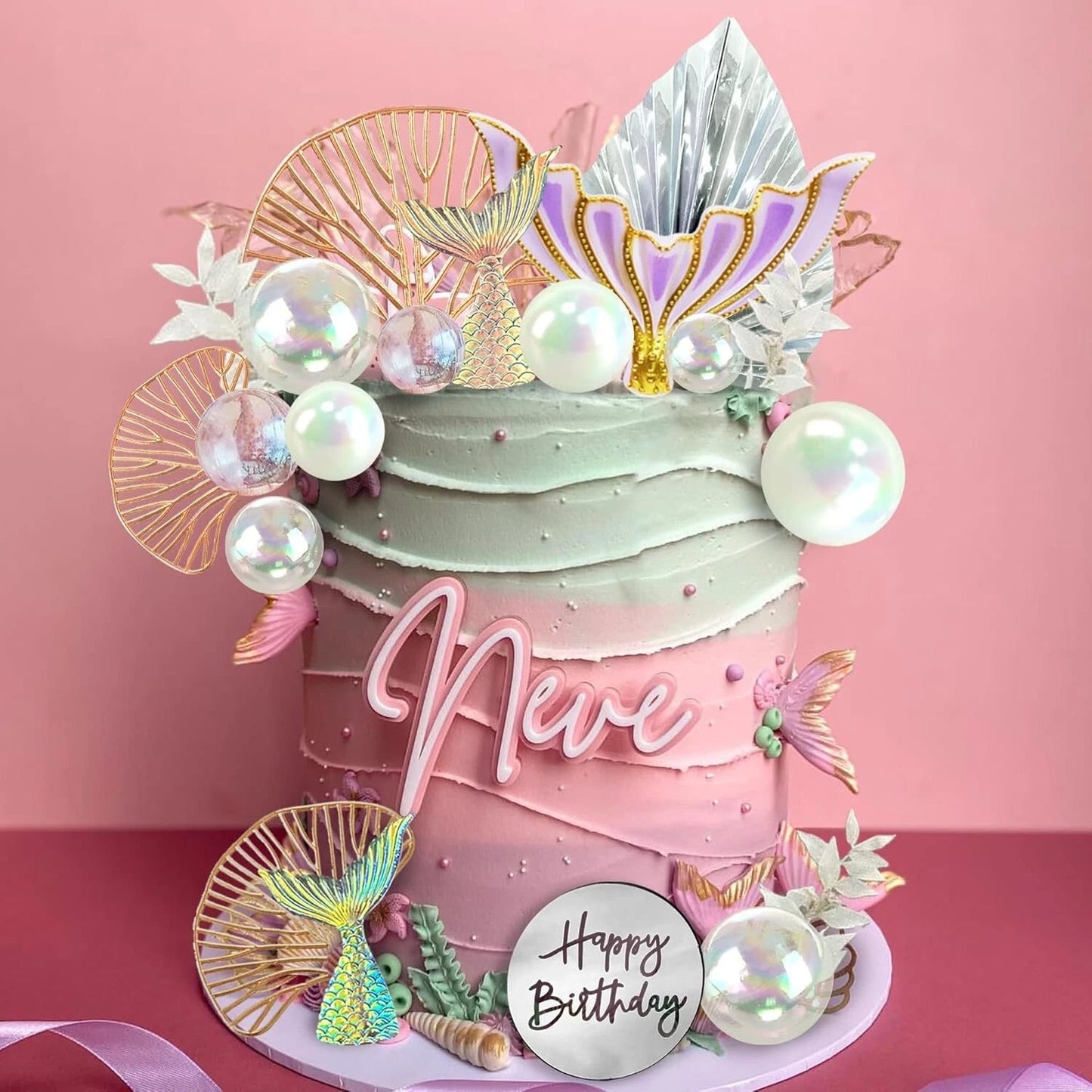 26pcs Mermaid Theme Birthday Cake Topper Decorating Set