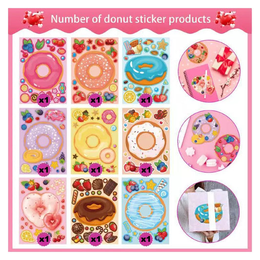 My Sweets Donuts DIY Stickers 9 Sheets Pack Kids Party Activities