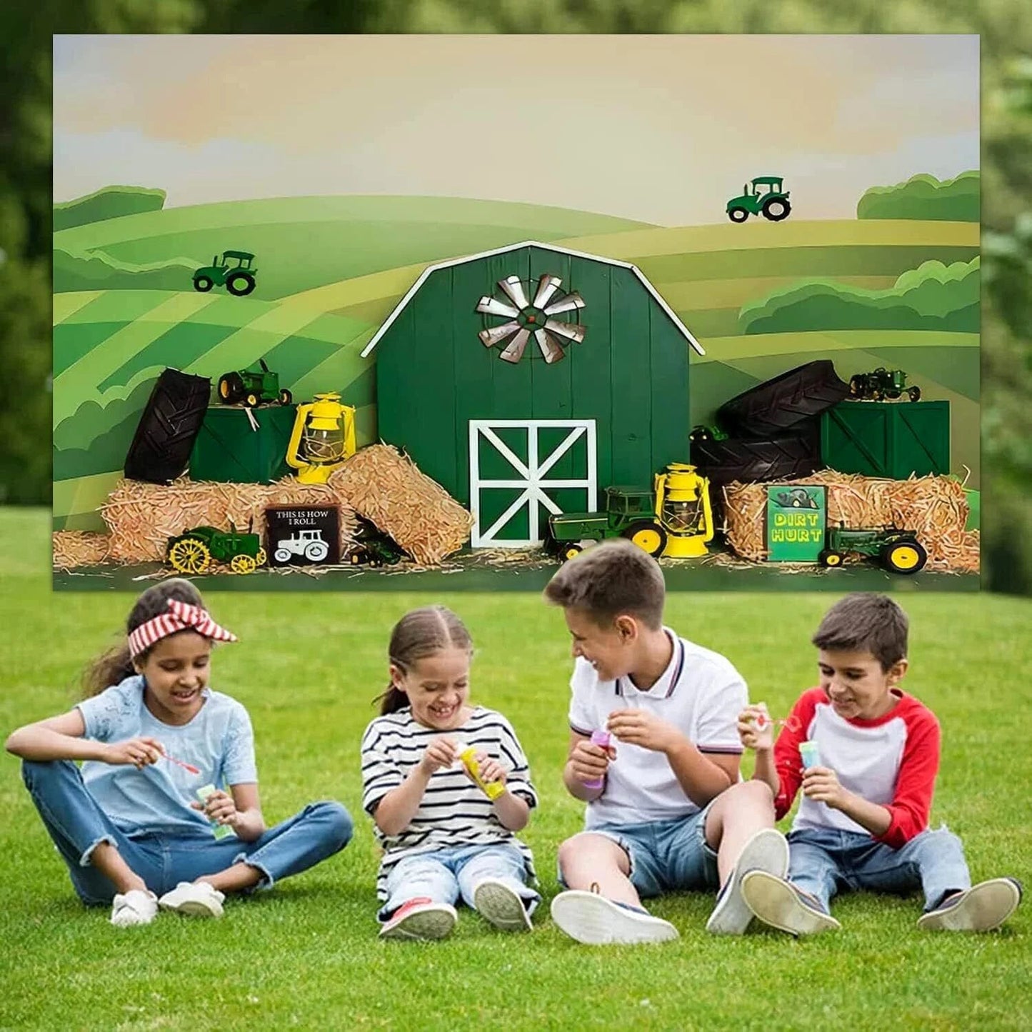 Tractor Farm Story Birthday Party Backdrop