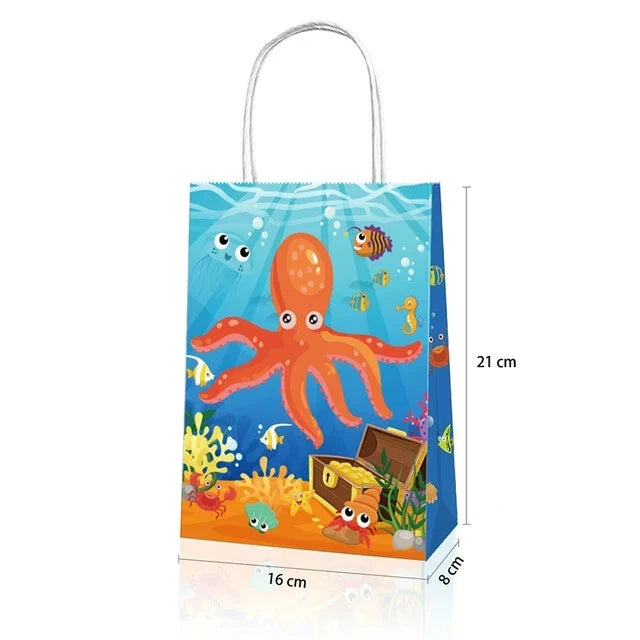 Ocean Animals Under the Sea Paper Gift Bags with Handles 12 Pack