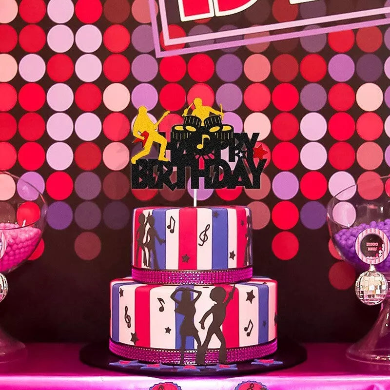 Music Concert Band Drum Guitar Birthday Cake Topper