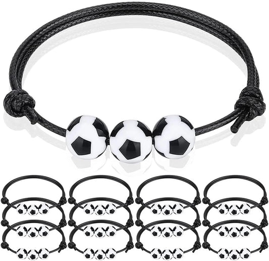 Soccer Theme Adjustable Sport Bracelet 12 Pack