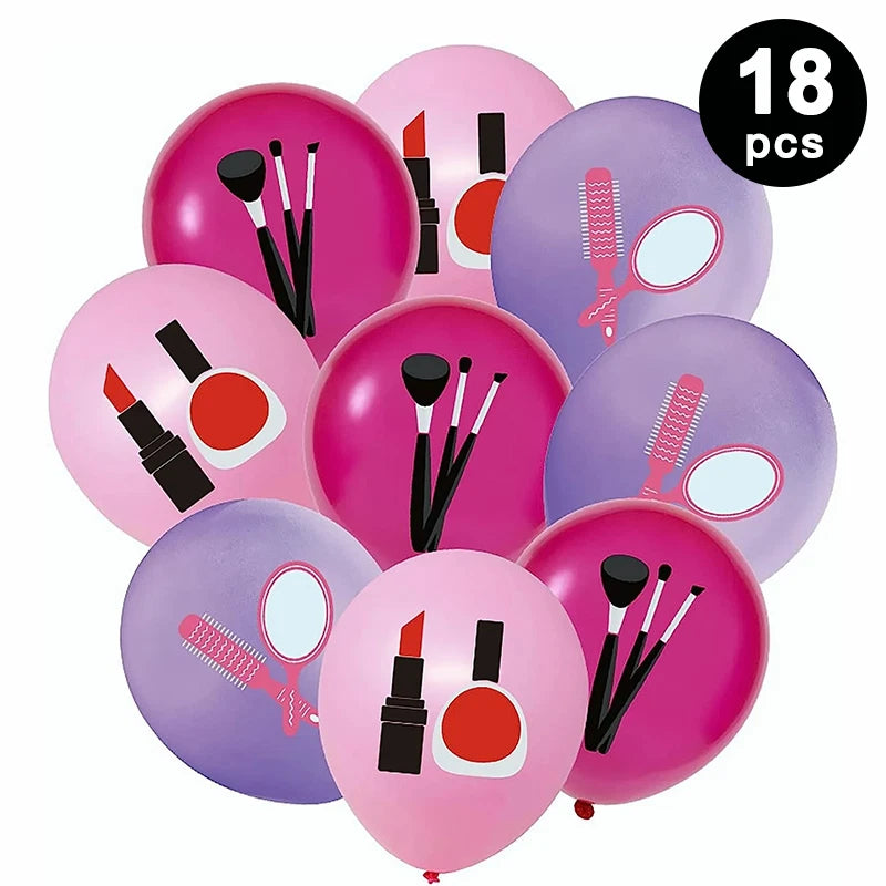 Beauty Makeup Cosmetics Theme Party Decorating Set | Birthday Banner Balloons Cake Cupcake Toppers
