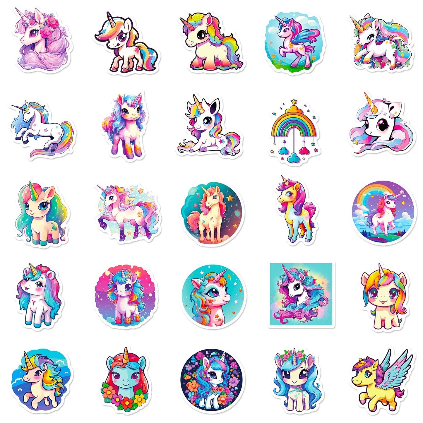 50pcs Cute Unicorn Theme Vinyl Stickers