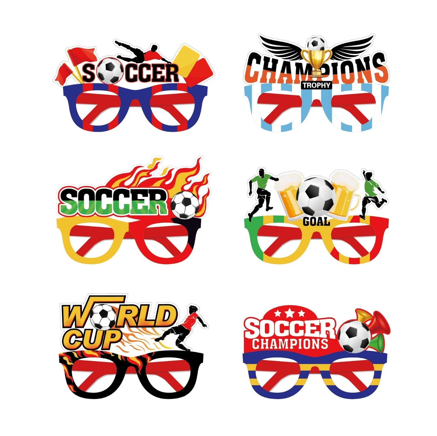 Pack of 12 Soccer Champions Theme Party Paper Glasses