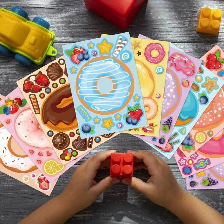 My Sweets Donuts DIY Stickers 9 Sheets Pack Kids Party Activities