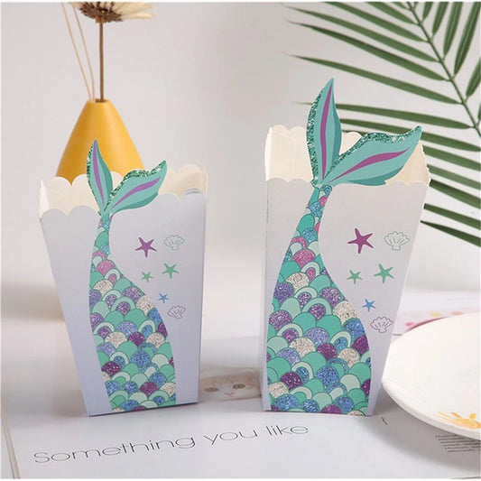 Mermaid Tail Under the Sea Theme Popcorn Box 6 Pack