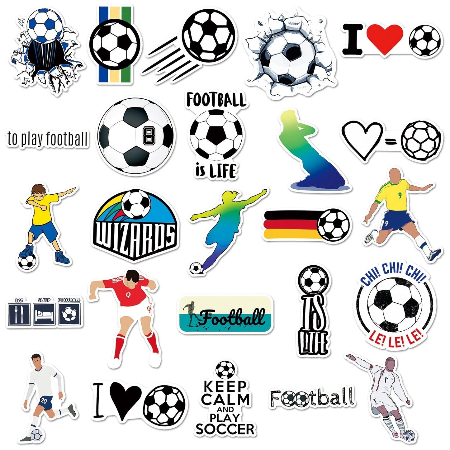 Soccer Theme Vinyl Stickers 50 Pack