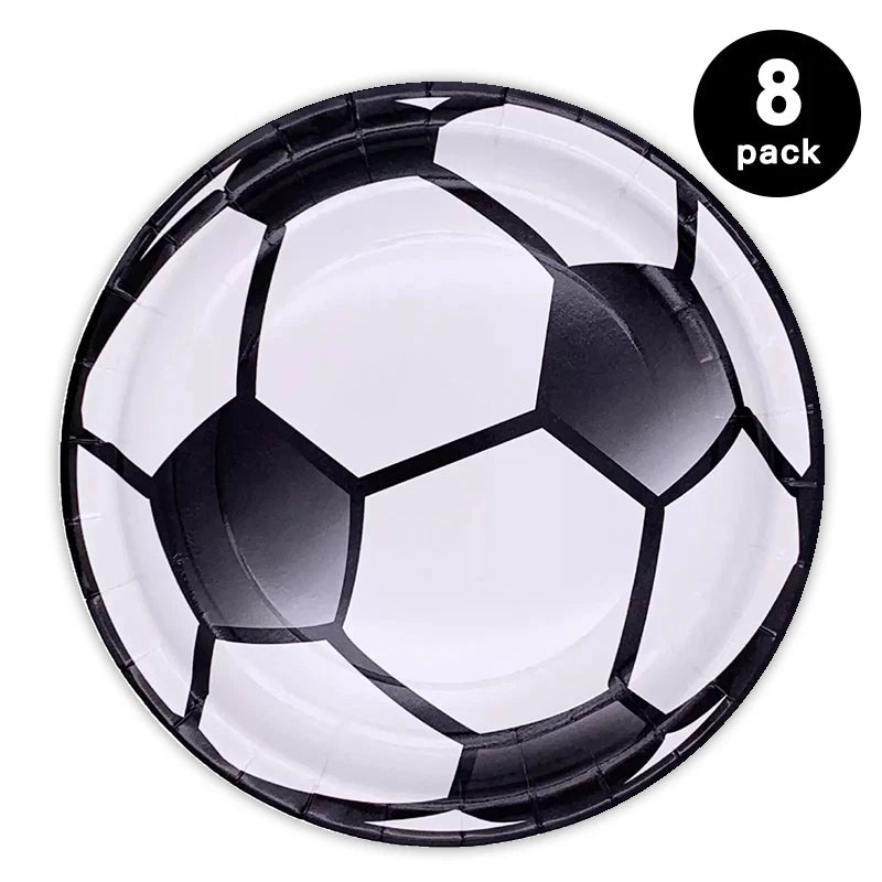 Soccer Print 9 inch 23cm Paper Plates Round 8 Pack
