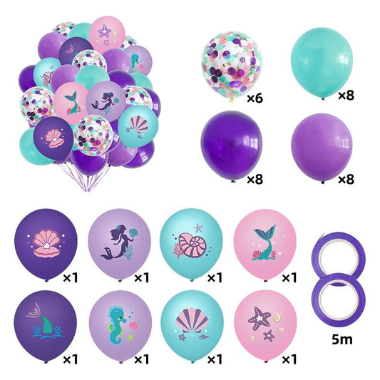 Mermaid Shell Starfish Printed Assorted Latex Confetti Balloons 38pcs