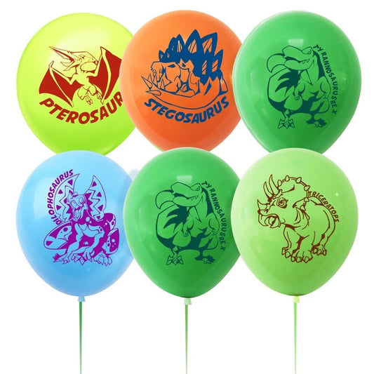 Dinosaur Printed 12 inch Assorted Latex Balloons 20 Pack