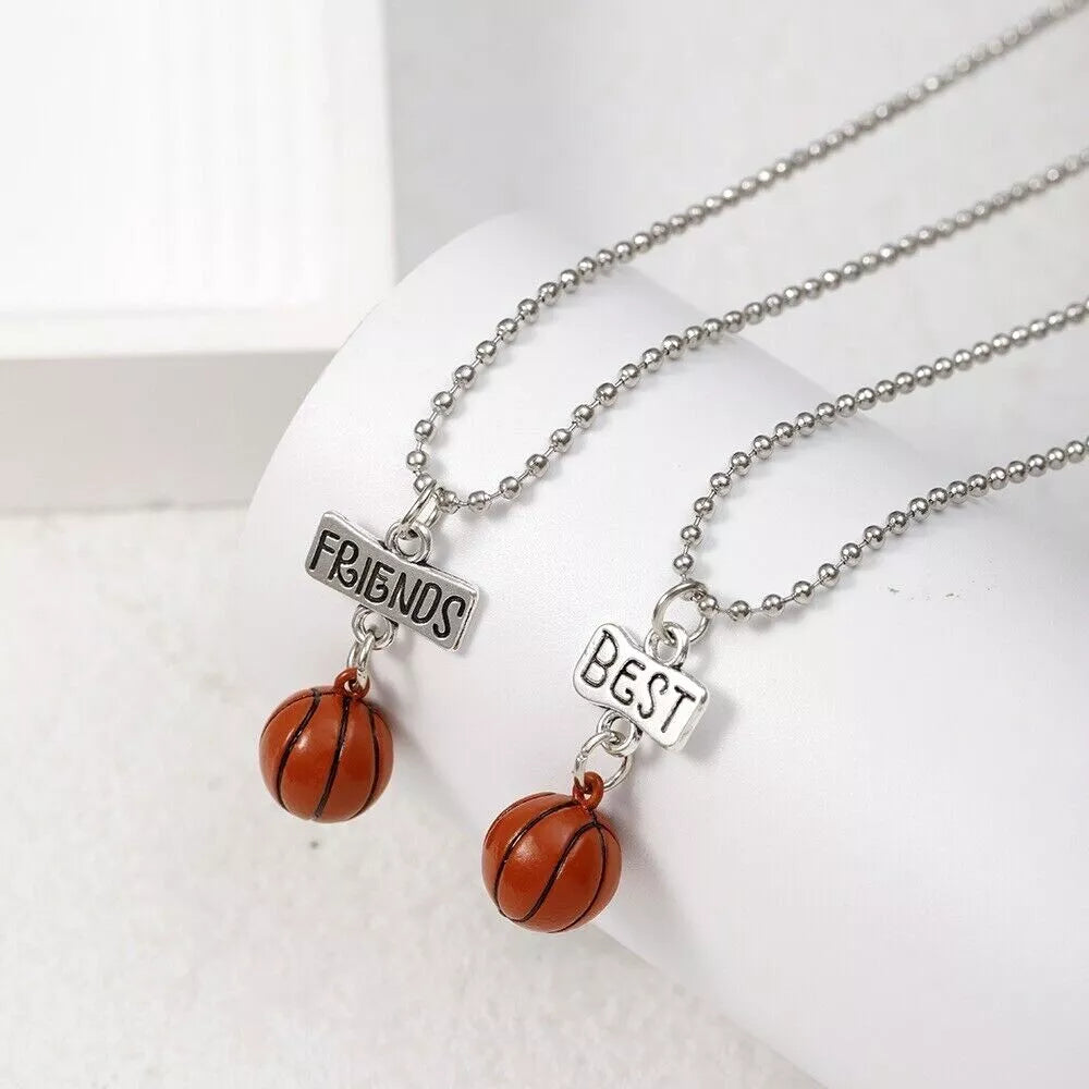 Best Friends Basketball Necklace Pendant 2 Pack