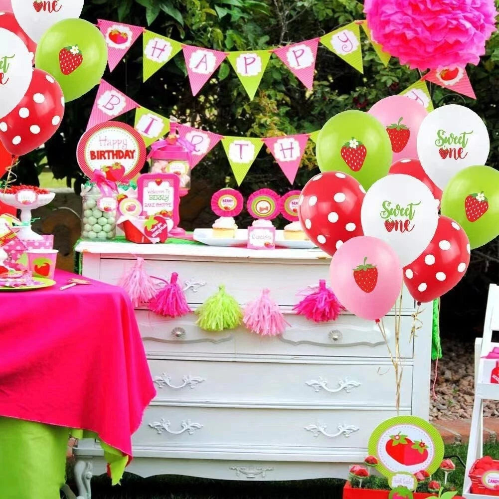 Strawberry Print Assorted Latex Balloons 20 Pack