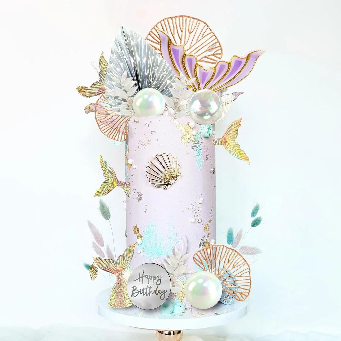 26pcs Mermaid Theme Birthday Cake Topper Decorating Set