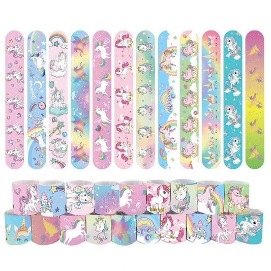 Unicorn Theme Slap Band Bracelet 12 Pack | Kids Birthday Party Favours Gift Bag Fillings