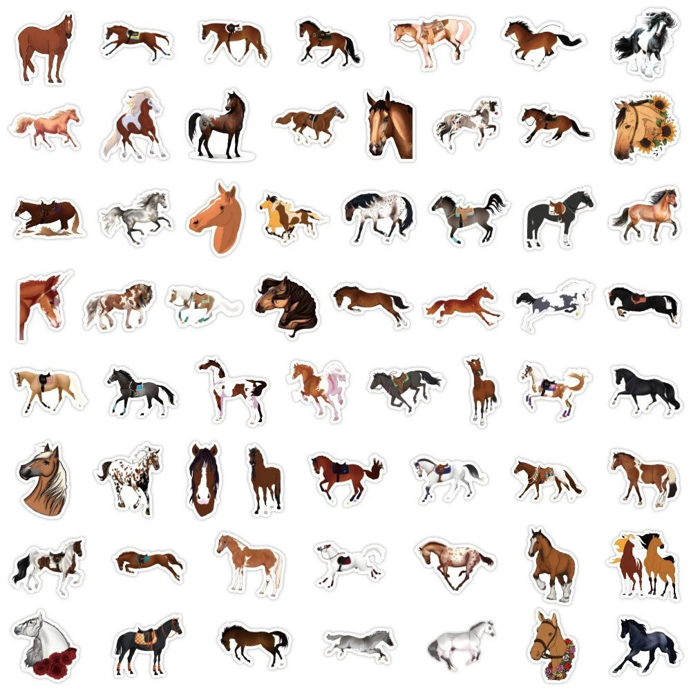 Horse Theme Vinyl Stickers 60 Pack