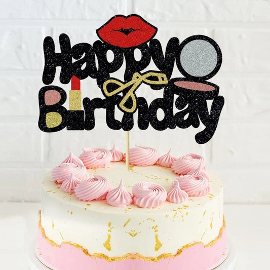 Girls Makeup cosmetics Birthday Cake Topper
