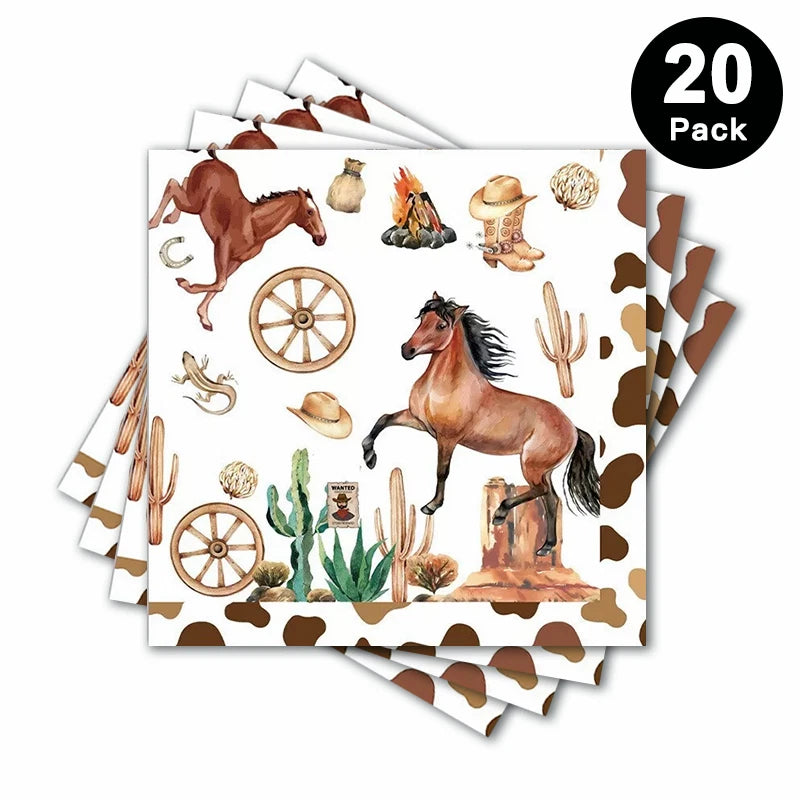 Western Cowboy Horse Theme Luncheon Napkins 20 Pack