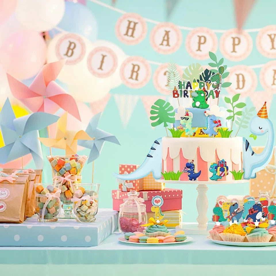 Pack of 24 Cartoon Dinosaur Cupcake Toppers