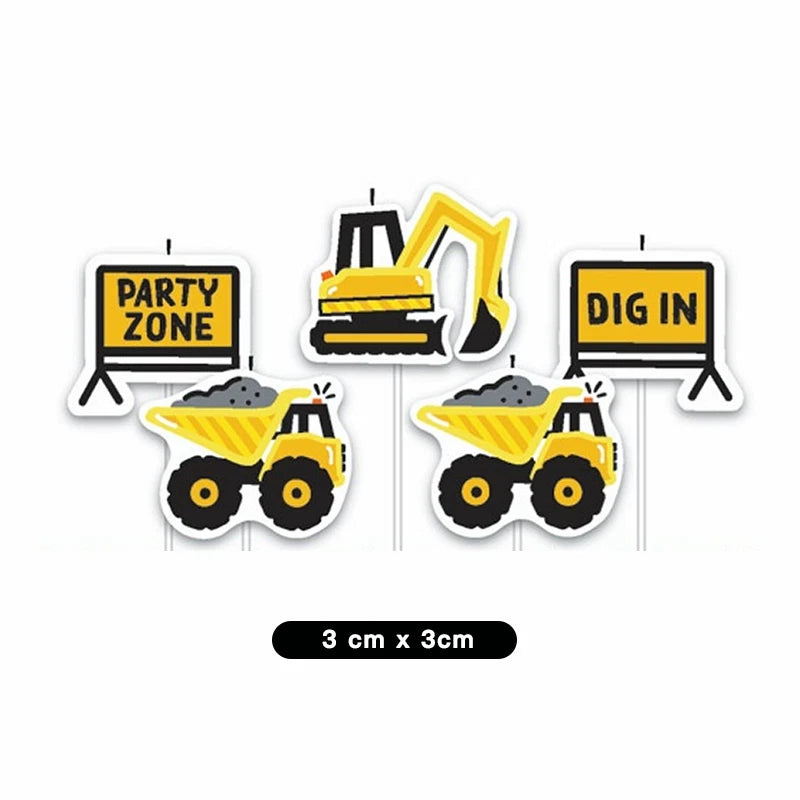 Construction Trucks Party Zone Birthday Candles 5 pack