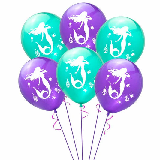 Mermaid Theme Assorted Latex Balloons 30 Pack