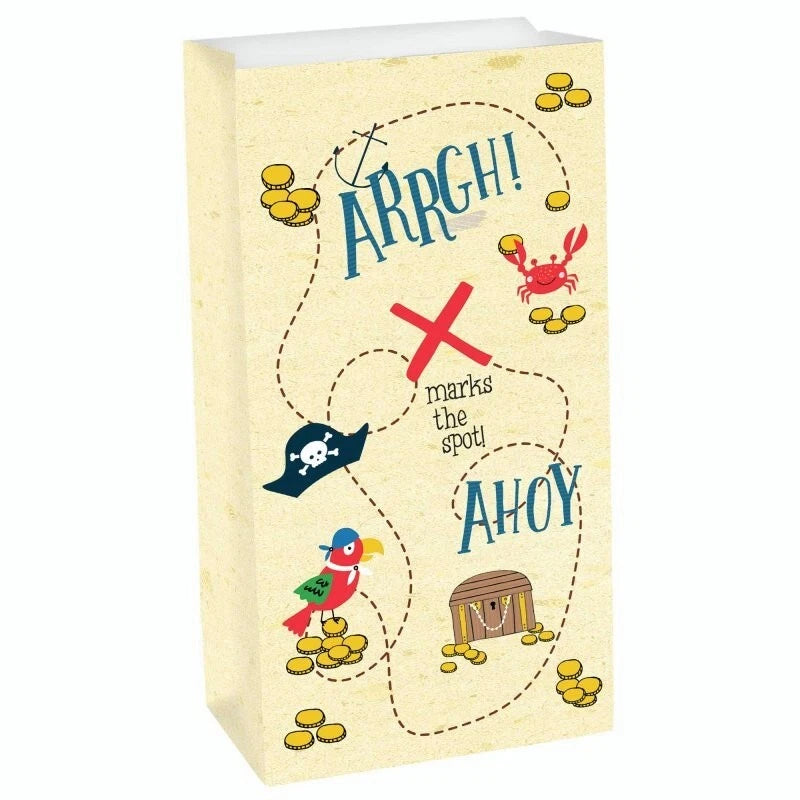 Ahoy Pirates Theme Paper Gift Bags 8 Pack