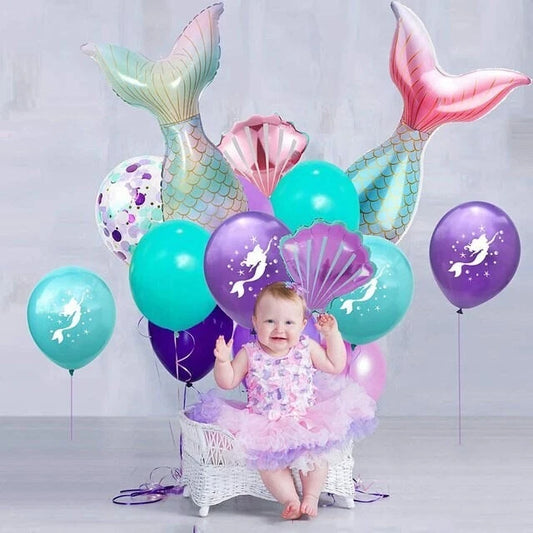 Mermaid Theme Assorted Foil Latex Balloons 22pcs