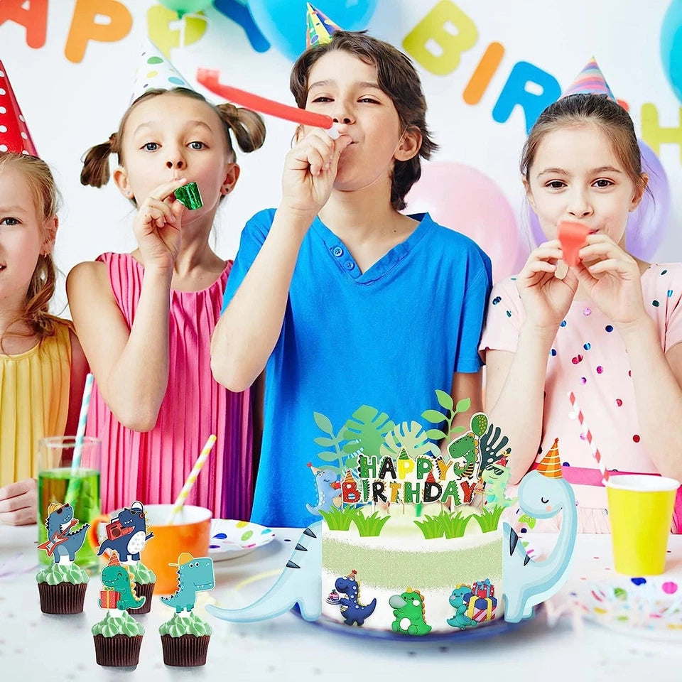Cartoon Dinosaur Cupcake Toppers 24 Pack