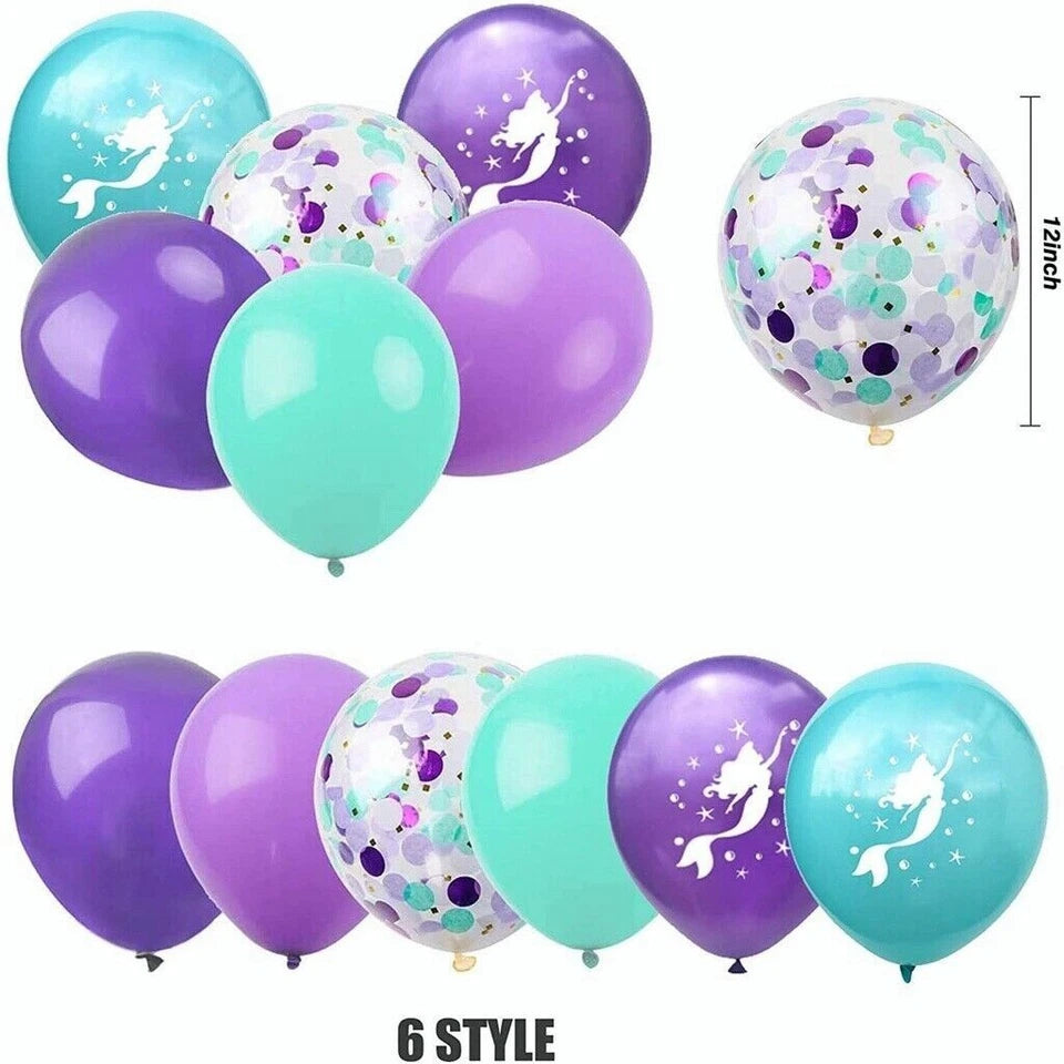 Mermaid Theme Assorted Foil Latex Balloons 22pcs