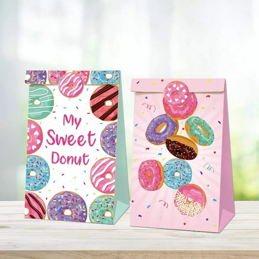 My Sweet Donuts Paper Gift Bags with Mini Stickers 12 Pack