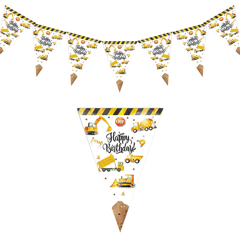Construction Little Bulldozer Party Pennant 2 Meter