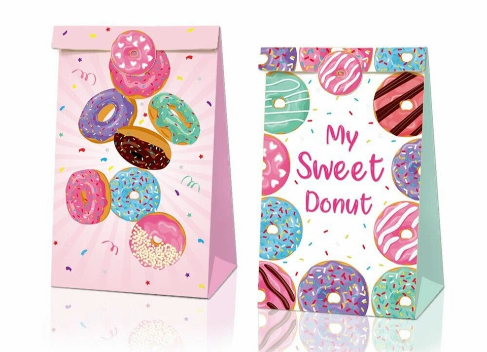 My Sweet Donuts Paper Gift Bags with Mini Stickers 12 Pack