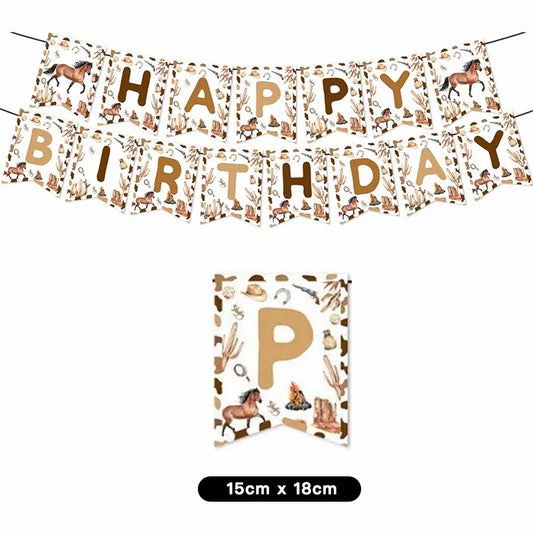 Western Cowboy Horse Theme Birthday Party Banner 2 Meters