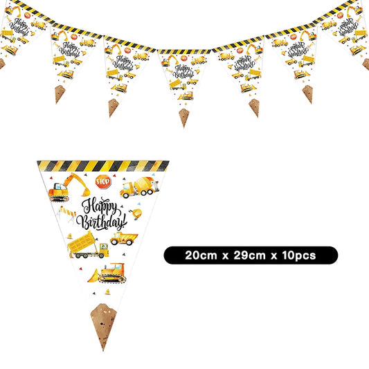 Construction Little Bulldozer Party Pennant 2 Meter