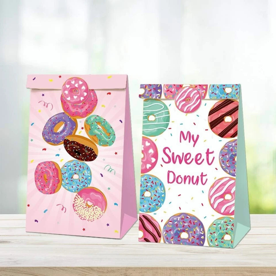 My Sweet Donuts Paper Gift Bags with Mini Stickers 12 Pack