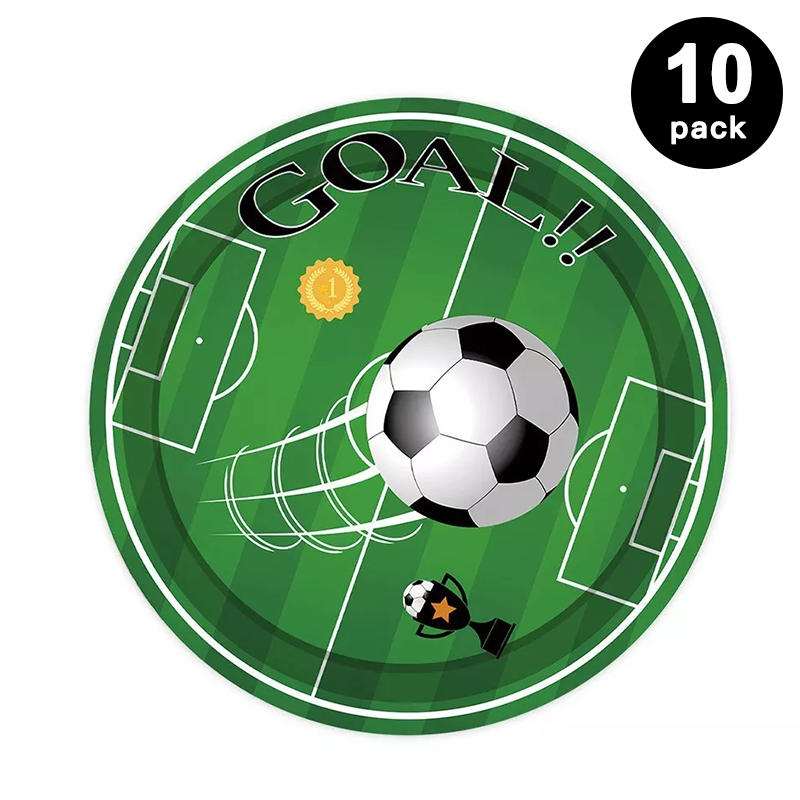 Soccer Goal 7 inch 17cm Paper Plates Round 10 Pack