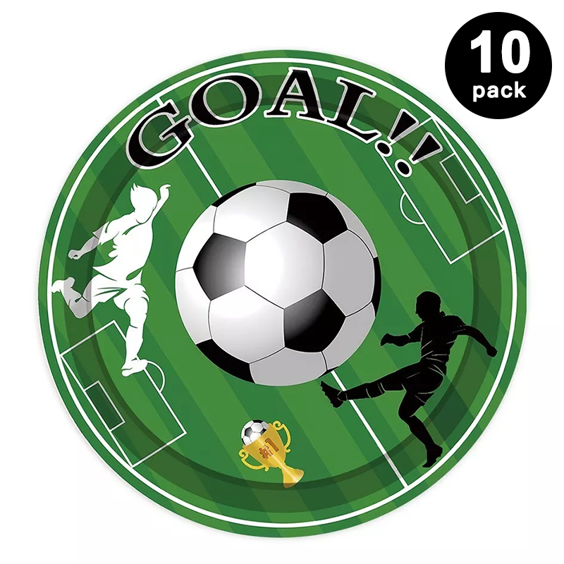 Soccer Goal 9 inch 23cm Paper Plates Round 10 Pack